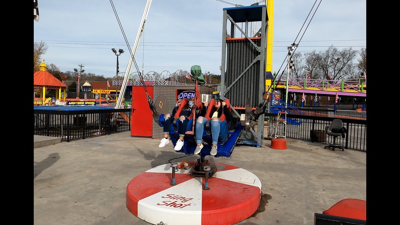 Sylvia rides the Slingshot at FunStop Family Action Park in Pigeon