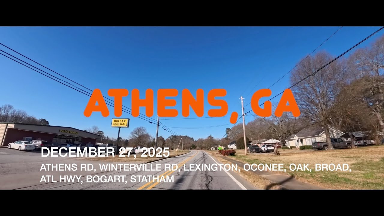 ATHENS, GEORGIA - DECEMBER 27, 2025 - ATHENS RD, WINTERVILLE RD, LEXINGTON, BROAD, ATL HWY, BOGART