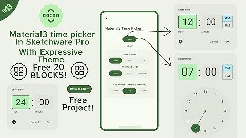 Material3 Time Picker In Sketchware Pro #fastersoftwaredeveloper #sketchwarepro #material3