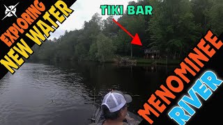 Exploring New Water Menominee River Kayak Fishing for Pike and Bass using Spinners and a TIKI BAR