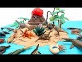 Dino Dinosaur Toys! DIY Volcano Dinosaurs Island With Mini Dino Set Rex