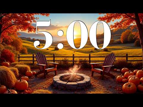 🔥 5 Minute Timer | Cozy Fall Fire Pit | Lofi Music & Autumn Sunset 4K