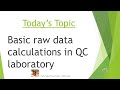 Calculations in QC laboratory