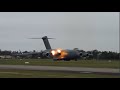 USAF C17 Engine backfire!