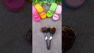 chocolate 🍫 fill surprise lollipops 🍭 with colorful 🎊mini slippers gemes😋 #shorts#lolipop#chocolate