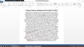 Today's famous birthdays list of celebrities on April 15, 2021.