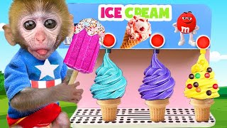 Baby Monkeys Quest for Black Pink Ice Cream and Bathtub Fun with a Duckling