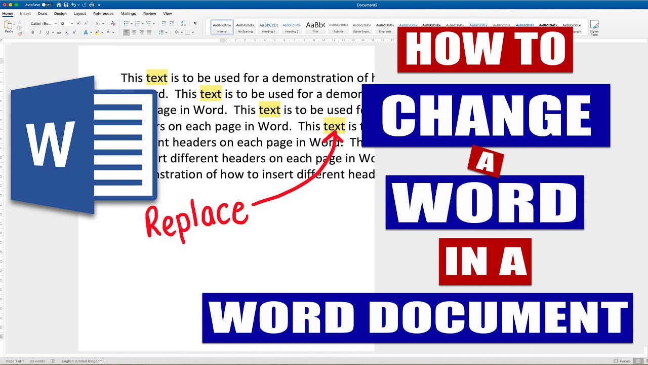 How To Change A Word In Ms Word Document Microsoft Word Tutorial