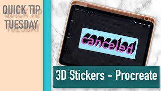 3D Text Sticker in Procreate - Cancelled Sticker for your Digital Planner