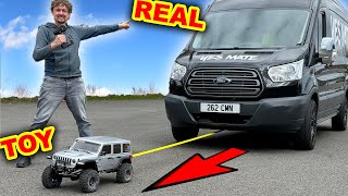 RC Car tries to pull REAL cars