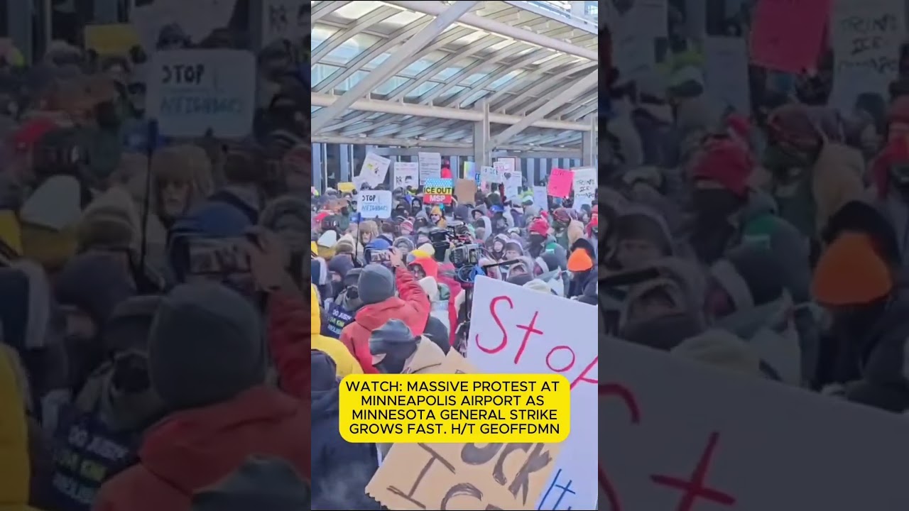 WATCH: Massive protest breaks out at the Minneapolis airport as the general strike grows.