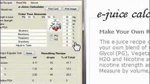 how to get the New e-juice ME Up calculator
