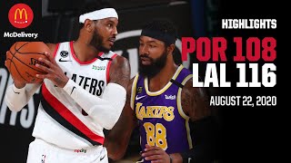 Trail Blazers 108, Lakers 116 | Game 3 Highlights by McDelivery | August 22, 2020