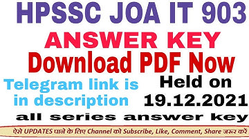 JOA IT 903 Answerkey pdf Download Now #joait #joait903 #joait903answerkey #hpssc #joait817 #hpssc