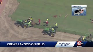 kansas city chiefs lay fresh sod at arrowhead stadium ahead of 2023 season