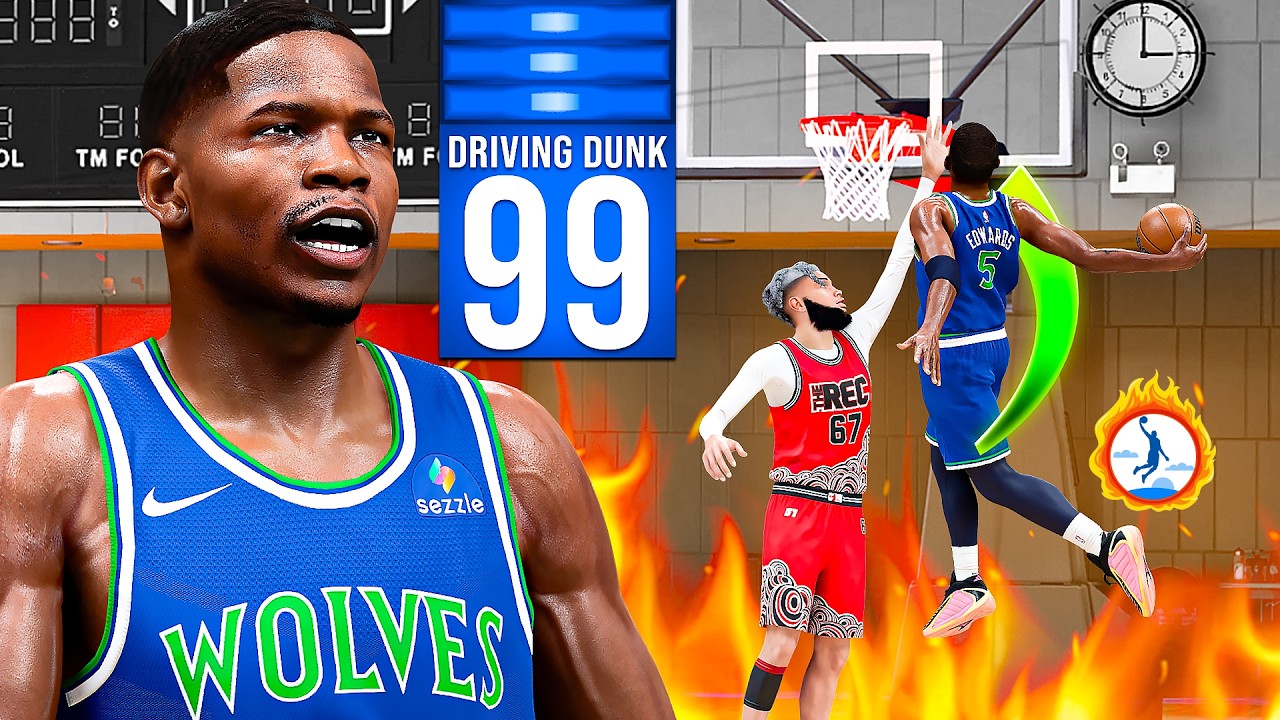 ANTHONY EDWARDS GOAT BUILD + 99 DRIVING DUNK is BROKEN in RANDOM REC (NBA 2K27)