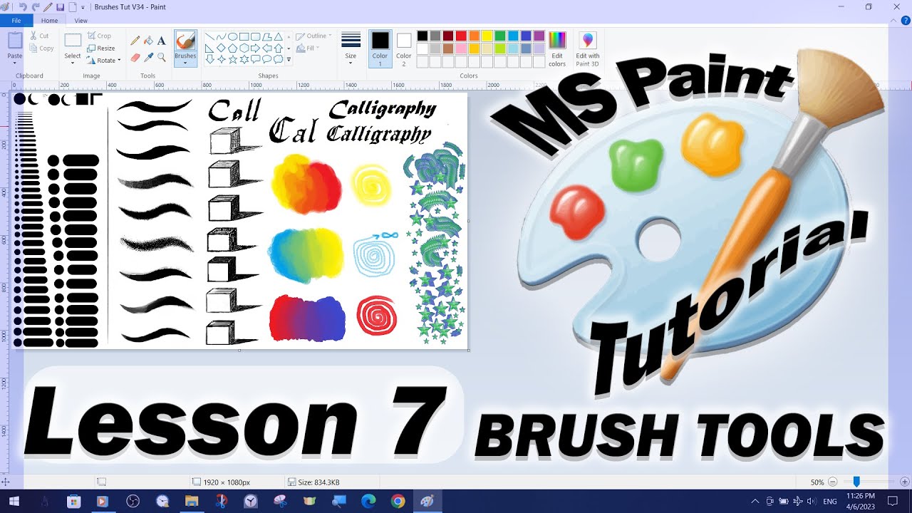 MS Paint Tutorials Lesson 7 Brushes YouTube