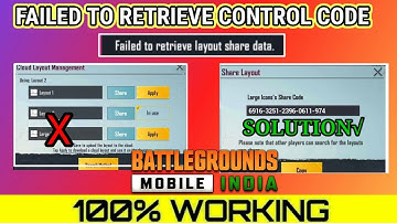 Fix failed to retrieve layout share data ✅( PUBG + BGMI ) How To Use Control Code In BGMI Solutions
