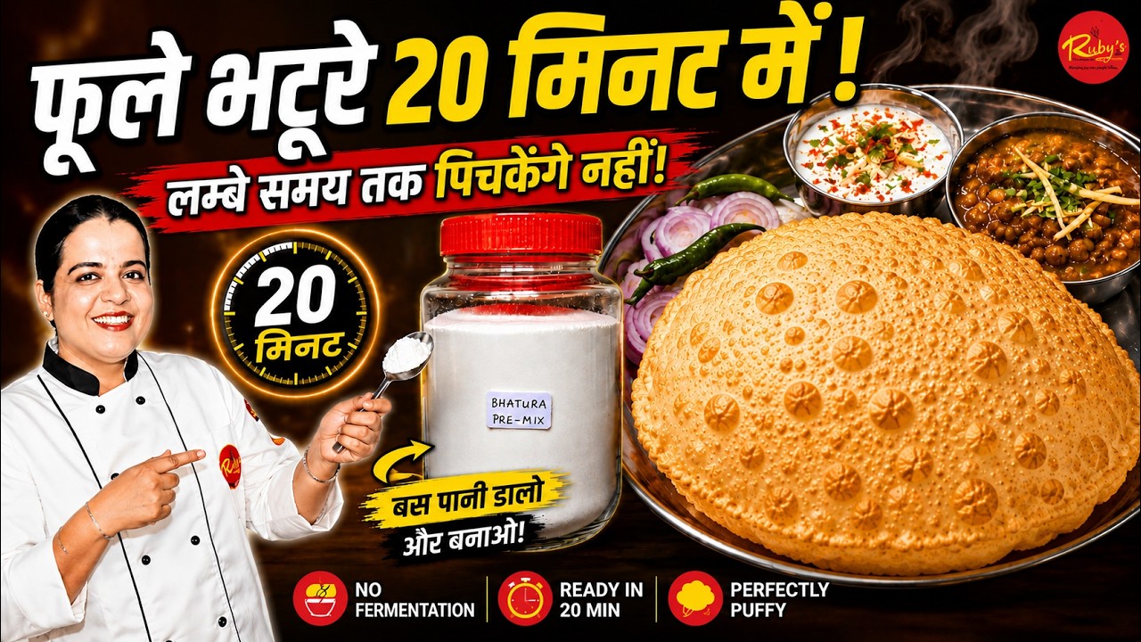 Sirf 20 Min mein Phule Bhature! Commercial Secret Bhatura Premix Recipe | Ruby's Kitchen Stories