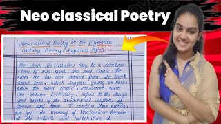 Neo classical poetry || The Eighteenth century Poetry || Neo classical poetry or augustan age