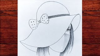 Easy a girl wearing hat drawing // easy drawing for girls 💚 bil kız nasıl çizilir Resimi