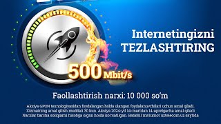 Uztelecom 2024 Turbo Tezlik 500 mbit 30 kun / GPON SPEED TEST OPTIK TOLA / INTERNET / 500 mbit/s