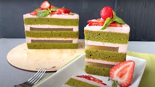 Vegan GlutenFree Strawberry Basil Cake | Green Spinach Cake | Healthy, no refined sugar