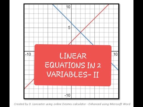 Linear Equations in two variables - Part 2 - YouTube