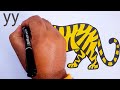 Tiger  drawing most simple ever from letter yy