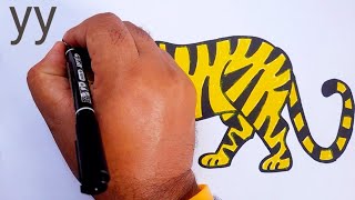 Tiger 🐅 Drawing Most Simple Ever from letter YY