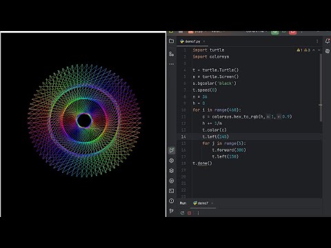 Creating a Hypnotic Multicolour Star Pattern With Python Turtle! ✨🎨