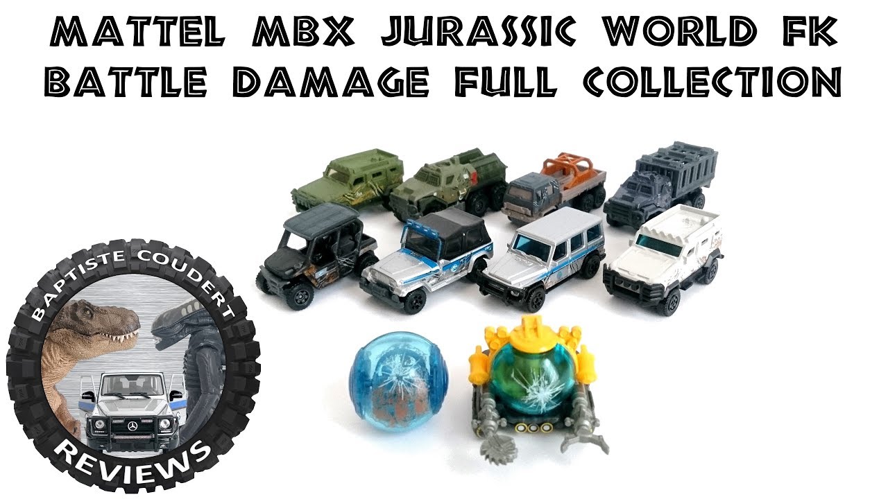 Matchbox Jurassic World Veicoli Pressofusi 1/64 - Battle Damage, Scegli Il Tuo!