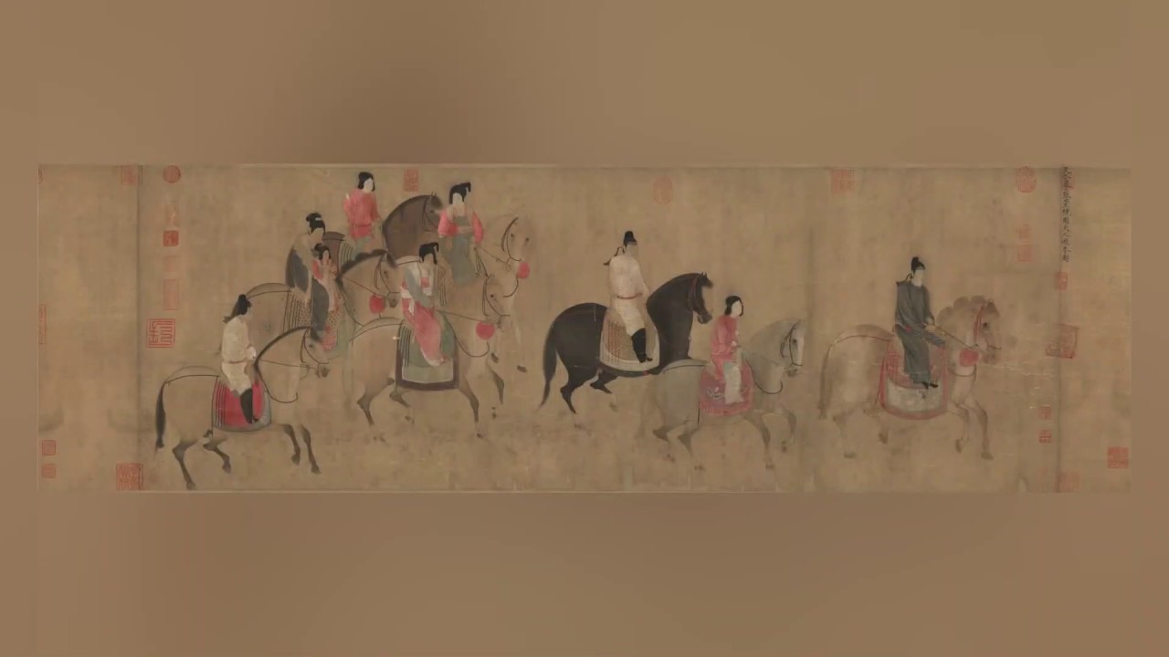 艺术赏鉴：唐代张萱《虢国夫人游春图》高清国画赏析原作细节观赏原作