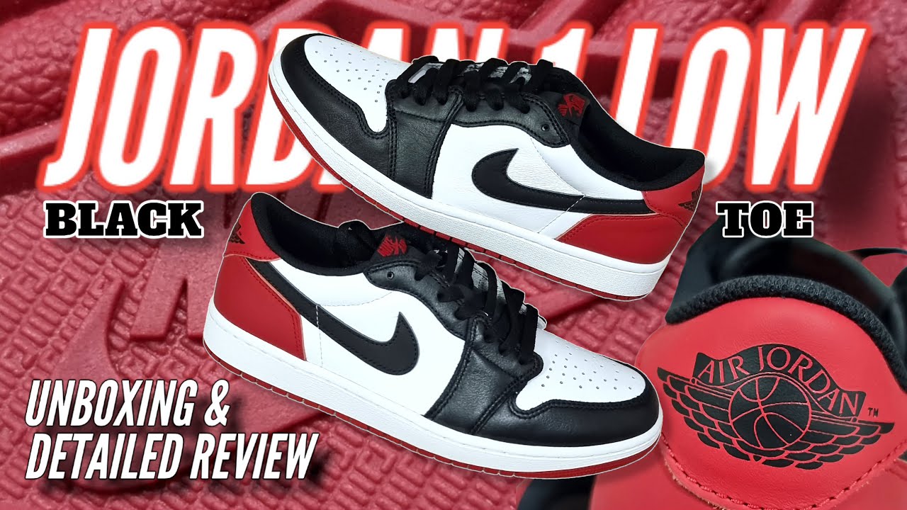 AIR JORDAN 1 LOW OG BLACK TOE | UNBOXING & DETAILED REVIEW - YouTube