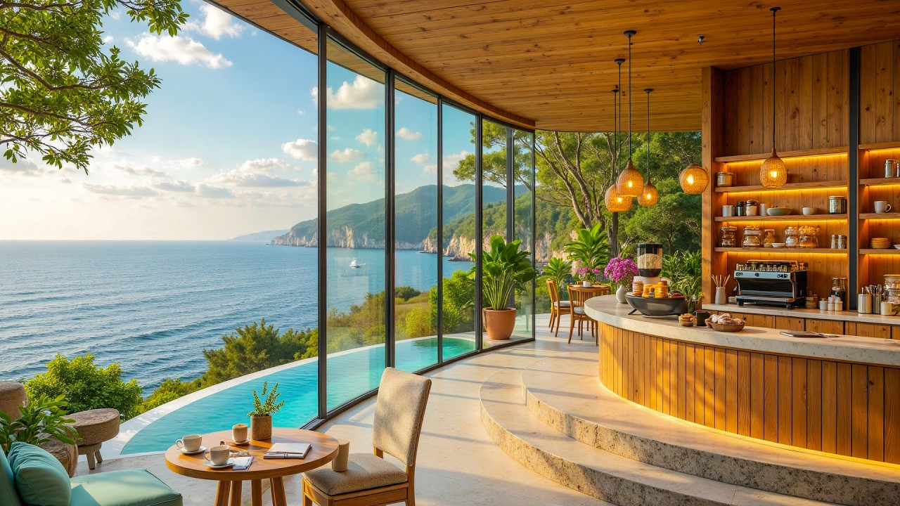 Peaceful Study Session with Hawaii Beach Luxury Ocean View 🎷 Soft Instrumental Jazz