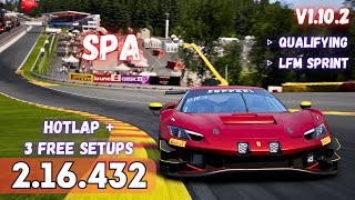 FERRARI 296 GT3 | SPA 2.16.4 | HOTLAP + FREE SETUP | ACC v1.10