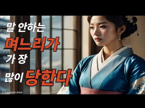 말 안 하는 며느리가 가장 많이 당한다..조용해서 편하다고 했다.말 안 하면, 괜찮은 줄 안다.말 안 하면, 괜찮은 줄 안다