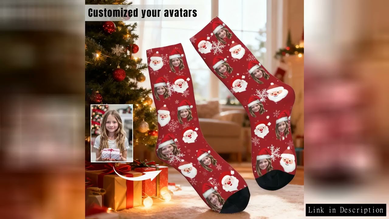 Custom Face Christmas Socks Personalized Socks with Face Photo Socks Custom Face Socks Christmas Gif