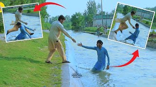Pushing People in the water in a new way (Part 3) | water pushing prank in India