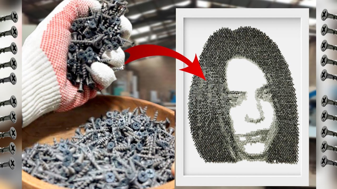 Billie Eilish + Screws | Creating a Portrait with 5,000 Screws by Hand (Timelapse Art)