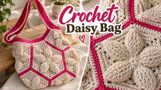 Crochet 3D Hexagon Daisy Bag