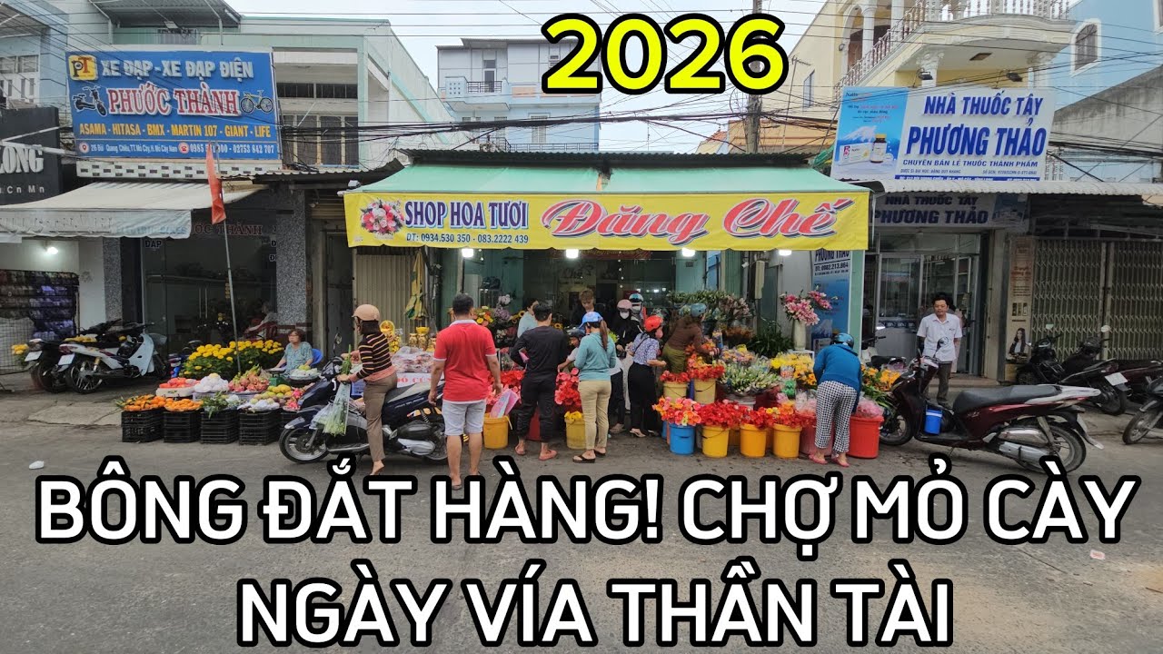Bông đắt hàng chợ Mỏ Cày nhày Vía thần tài