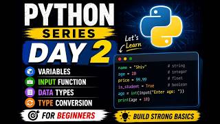 Python Series Day 2 | Variables, Data Types & Input Function in Python | Python for Beginners
