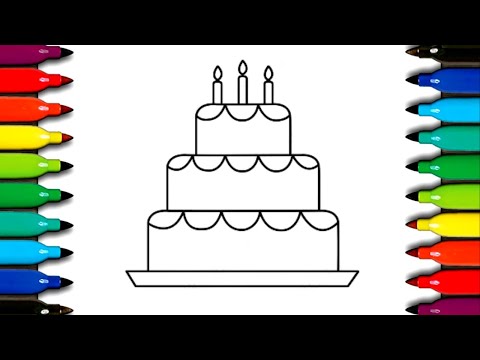 How To Birthday Cake Drawing Step By Step رسم كعكة عيد ميلاد كعكة عيد الميلاد والتلوين