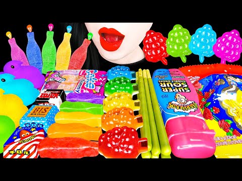 ASMR RAINBOW DESSERTS 다양한 무지개 초콜릿 미니 보틀 레인보우 반짝 포도 COLORFUL <strong>COKE</strong> SNACK JELLY CANDY EATING MUKBANG