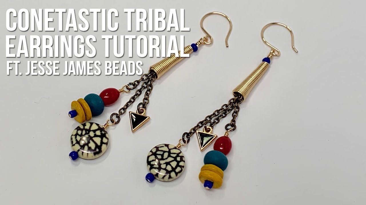 Conetastic Tribal Earrings Tutorial featuring Jesse James Beads
