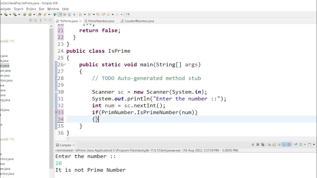 Check whether Prime number or not using Boolean method in Java - YouTube