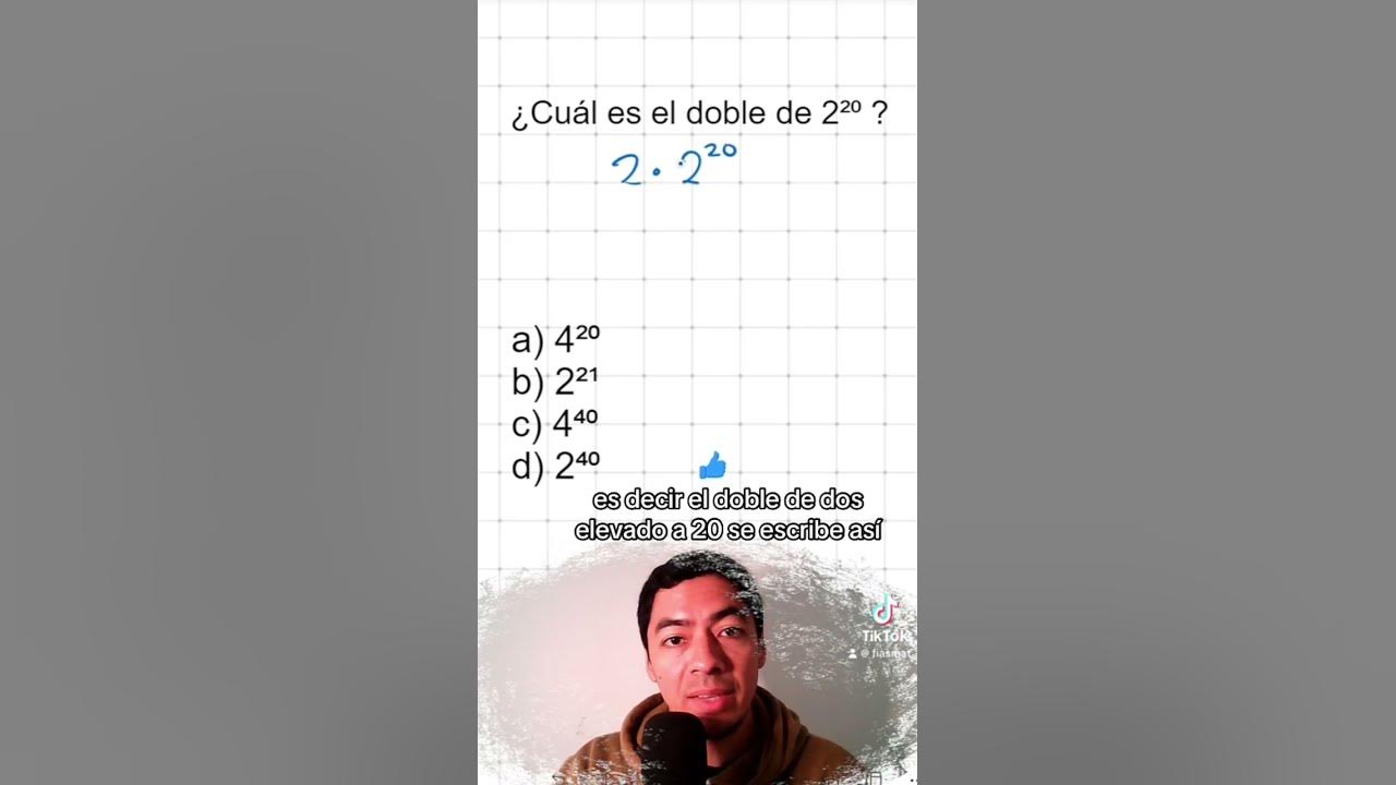 ¿El doble de 2 elevado a 20? matemáticas paes función universidad fiasmat shorts YouTube