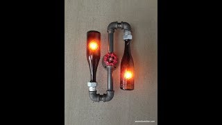 Handmade лампы, светильники, и люстры из стеклянной бутылки своими руками DIY