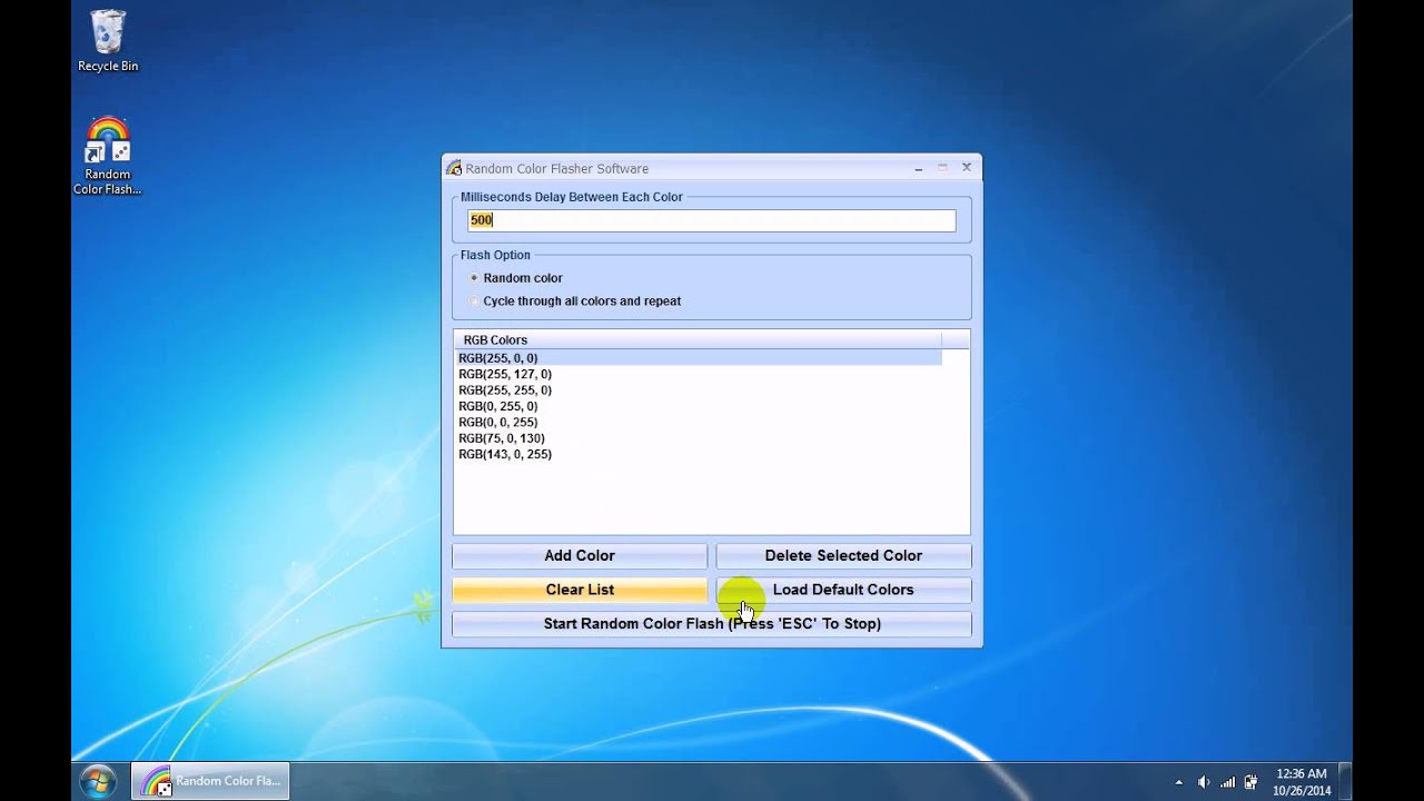How To Use Random Color Flasher Software - YouTube